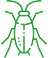 Pest control icon with a bug and spray can.